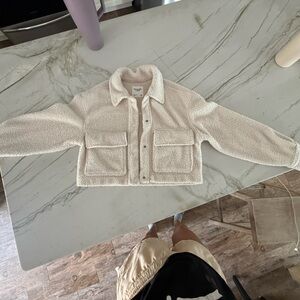 Abercrombie & Fitch Beige Sherpa Jacket